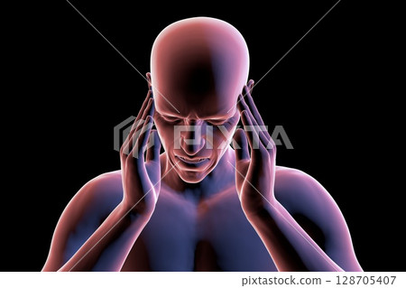 Headache, 3D illustration Headache, 3D illustration 128705407