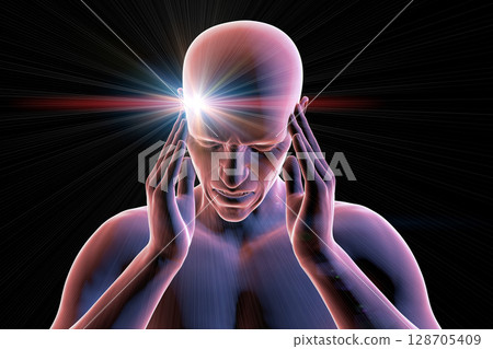Headache, 3D illustration Headache, 3D illustration 128705409