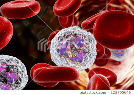 Neutrophil in blood, a white blood cell 128705646