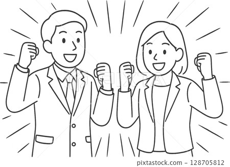 一名男子和一名女子正在揮拳的插圖 一名男子和一名女子正在揮拳的插圖 128705812