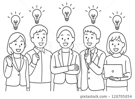 一支充滿靈感的團隊的插圖 128705854