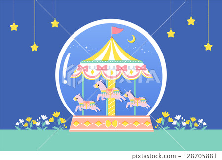 晚上旋轉木馬 晚上旋轉木馬 128705881