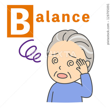 一位老人正在做中風「平衡」的 BEFAST 檢查的插圖 一位老人正在做中風「平衡」的 BEFAST 檢查的插圖 128705891