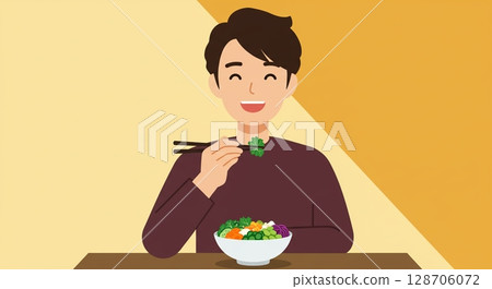 一邊笑著一邊嚼著！孩子們正在咀嚼新鮮的蔬菜 128706072