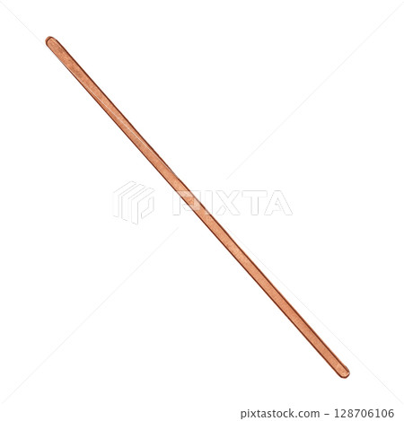 A simple wooden stick. Watercolor illustration of a natural rustic element. Fits cozy cabin scenes or handmade crafts. Great for DIY compositions, postcards, stickers, and Christmas decorations. 128706106