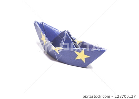 Origami boat with European flag Origami boat with European flag 128706127