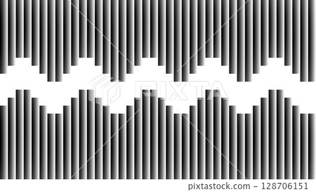 一種紋理材質，可用來表現具有多層折射的玻璃。黑白漸層。波浪形的中央窗口。 128706151