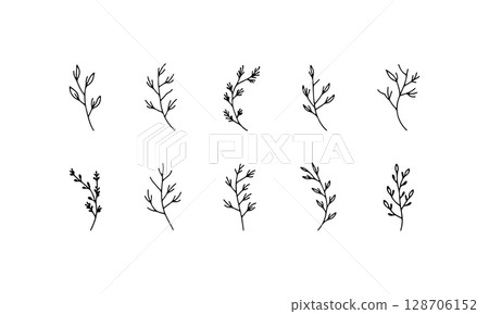 Botanical Elements for Branding. A curated set of minimalist plant illustrations designed for logos, packaging, and identity systems. Botanical Elements for Branding. A curated set of minimalist plant illustrations designed for logos, packaging, and identity systems. 128706152