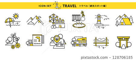 Travel Icon Set - Tourist Spot Icons (beaches, mountains, hot springs, Yuenri, etc.) Travel Icon Set - Tourist Spot Icons (beaches, mountains, hot springs, Yuenri, etc.) 128706185