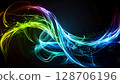 黑色背景上閃耀的光線運動，插圖素材，生成的 AI 影像 128706196