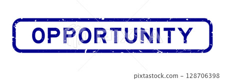 Grunge blue opportunity word square rubber seal stamp on white background 128706398