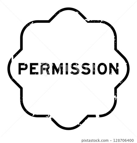 Grunge black permission word square rubber seal stamp on white background 128706400