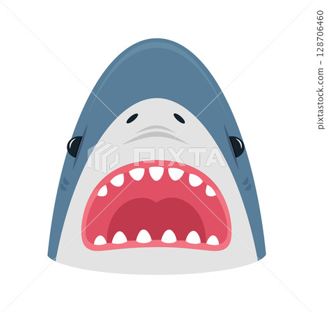 Cartoon Illustration of a Shark with Open Mouth Cartoon Illustration of a Shark with Open Mouth 128706460