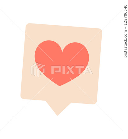Heart symbol in a flat style. Love icon representing emotion and connection. Simple sticker character that signifies affection. Ideal for media contexts, app usage, or online communication. 128706540