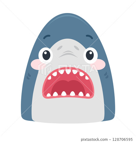 Shark with Open Mouth Cartoon 128706595