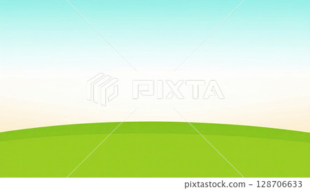 AI 影像：日落天空和綠色山丘 128706633