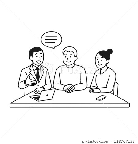 三個人交換意見的插圖 128707135