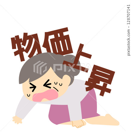 受物價上漲困擾的老年婦女 受物價上漲困擾的老年婦女 128707141