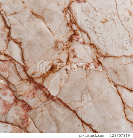 Calacatta beige marble surface with rich reddish veins and natural texture 128707519