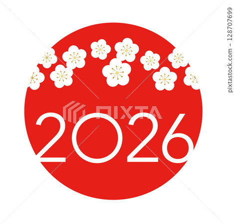 2026 New Year's card material New Year's symbol mark 128707699