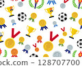 Background pattern with awards, cups, achievements, medals 128707700