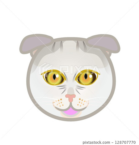 蘇格蘭折耳貓臉部插圖 蘇格蘭折耳貓臉部插圖 128707770