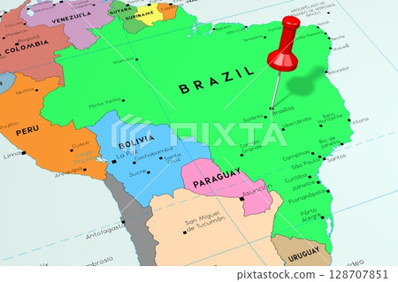 Brazil, Brasilia - capital city, pinned on political map 128707851