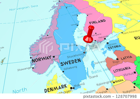 Sweden, Stockholm - capital city, pinned on political map Sweden, Stockholm - capital city, pinned on political map 128707998
