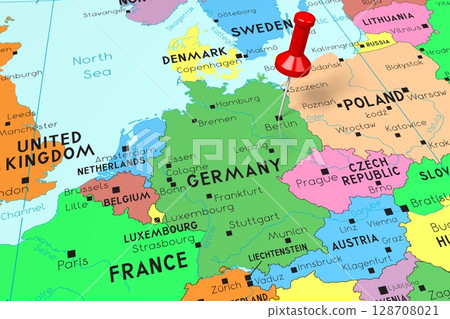 Germany, Berlin - capital city, pinned on political map 128708021