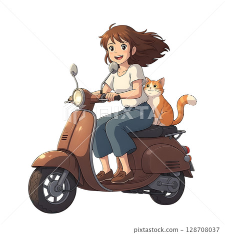 cartoon character of a young biker cartoon character of a young biker 128708037