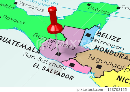 Guatemala, Guatemala City - capital city, pinned on political map 128708135
