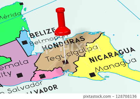 Honduras, Teguicialpa - capital city, pinned on political map 128708136