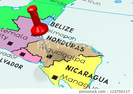 Honduras, Tegucigalpa - capital city, pinned on political map Honduras, Tegucigalpa - capital city, pinned on political map 128708137