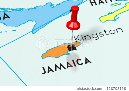 Jamaica, Kingston - capital city, pinned on political map 128708138