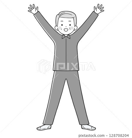 Senior man cheering monochrome Senior man cheering monochrome 128708204