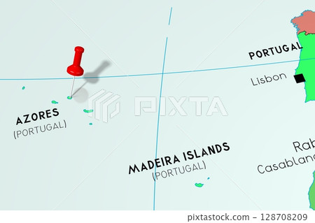 Azores Islands, Portugal - pinned on political map Azores Islands, Portugal - pinned on political map 128708209