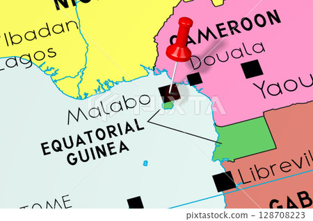 Equatorial Guinea, Malabo - capital city, pinned on political map 128708223
