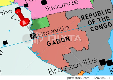 Gabon, Libreville - capital city, pinned on political map 128708227