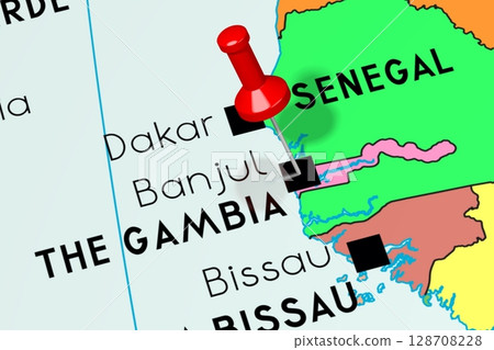 Gambia, Banjul - capital city, pinned on political map 128708228