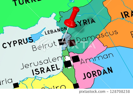 Lebanon, Beirut - capital city, pinned on political map 128708238