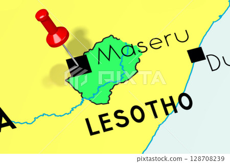 Lesotho, Maseru - capital city, pinned on political map 128708239