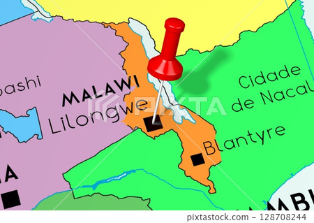 Republic of Malawi, Lilongwe - capital city, pinned on political map Republic of Malawi, Lilongwe - capital city, pinned on political map 128708244
