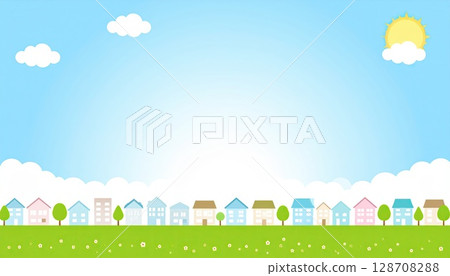 AI圖像：日出時的住宅區 128708288