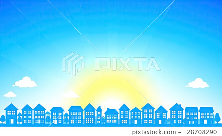 AI image: Residential area with the sun rising 128708290