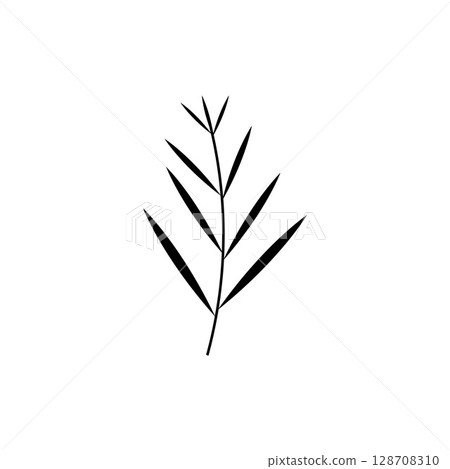 Floral Branch and Minimalist Flowers for Logo or Tattoo 128708310