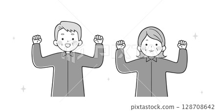 Senior couple posing in a fist (upper body) monochrome 128708642