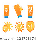 Set of icons sun protection ultraviolet spf 128708674