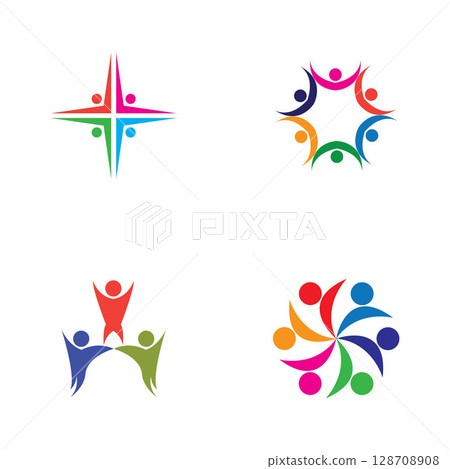Colorful People and Community Logo Vector Colorful People and Community Logo Vector 128708908