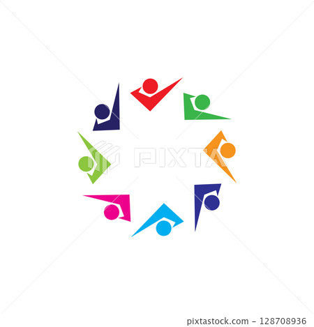 Colorful People and Community Logo Vector Colorful People and Community Logo Vector 128708936