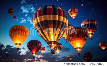 AI image: Balloons floating in the night sky 128709022